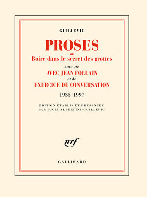 cover image of Proses ou Boire dans le secret des grottes suivi d'Avec Jean Follain et d'Exercice de conversation